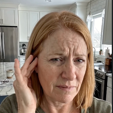 Woman touching ear before using Tinnave